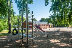 Playground and trees.