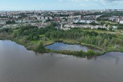 Aerial view from Hermannin rantapuisto.