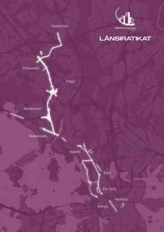 Pikaraitiotie ja muut kehitettävät kadut kulkevat Läntisen Helsingin läpi.