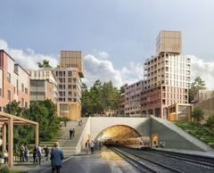 Nya höghus ovanför Malmgårds station.