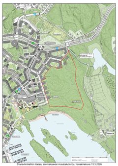 Asemakaavaluonnos kartalla