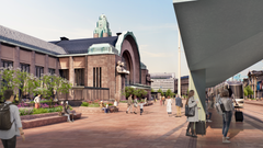 Havainnekuva rautatieaseman edustalta.