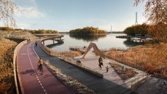 Från bron och bryggan öppnar sig en havsutsikt mot väster.