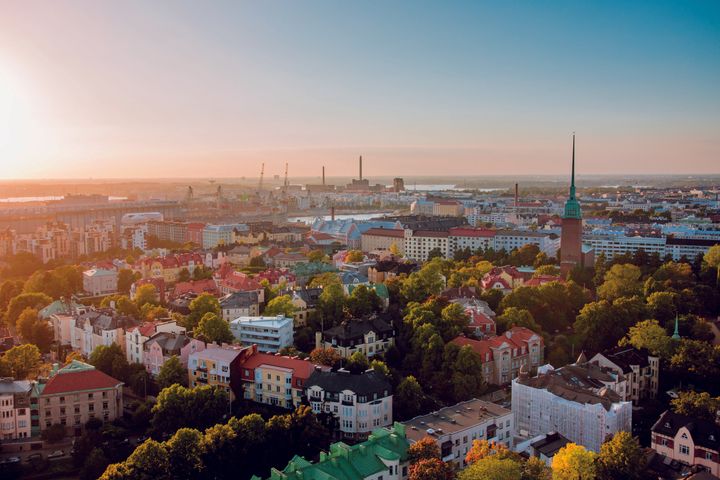 Ilmakuva Helsingin keskusta-alueesta.