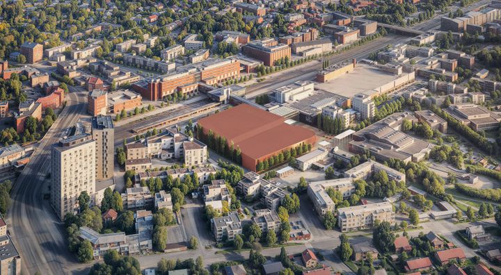 Havainnekuva Malmin Novan kauppakeskuksen laajennuksesta.