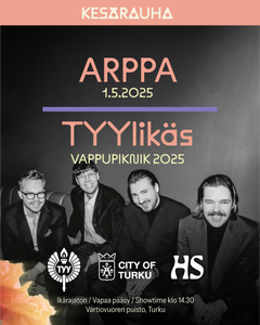 TYYlikäs Vappupiknik 2025 -tapahtumassa Turussa 1.5. nähdään Arpan ilmaiskonsertti ja julistetaan kesärauha.