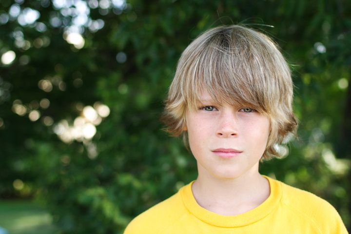 Serious preteen boy