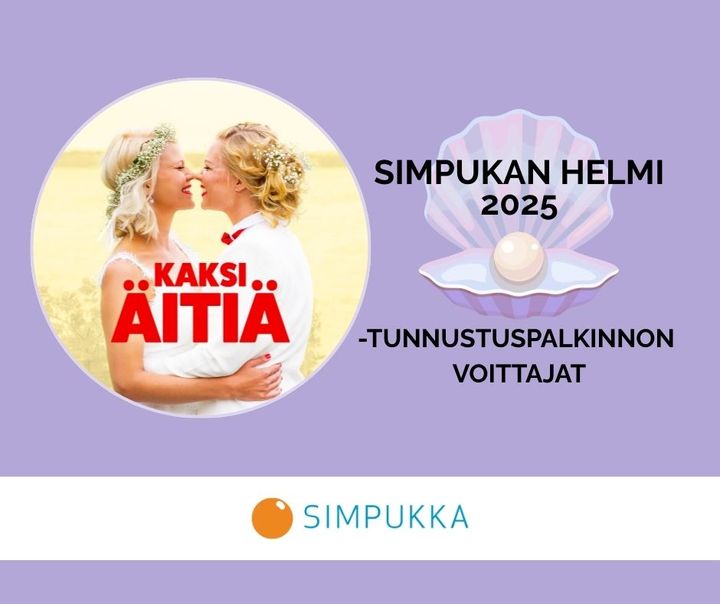 Kaksi äitiä Susanna Silvander-Rosti ja Ella Rosti palkittiin Simpukan Helmellä.