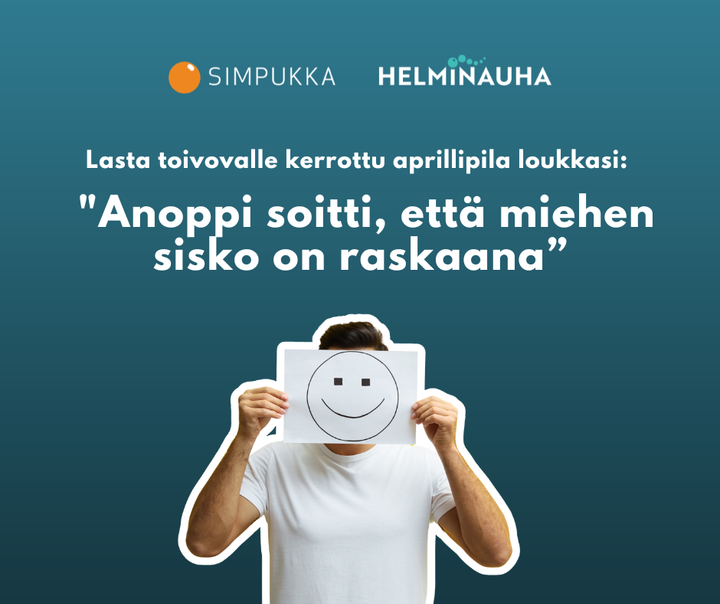 Lasta toivovalle kerrottu aprillipila loukkasi: "Anoppi soitti, että miehen sisko on raskaana”. Simpukan ja Helminauhan logot.