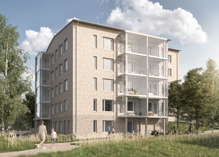 Havainnekuva Jokiniementie 42 kiinteistöstä, joka valmistuu vuonna 2026.