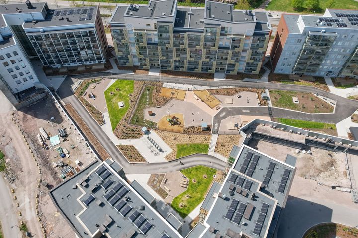 Droonilla otettu kuva Y-Säätiön rakennuttamasta kohteesta Espoossa.