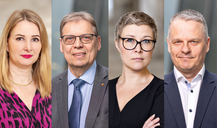 Kansanedustajat Piritta Rantanen, Lauri Lyly, Niina Malm ja Timo Suhonen