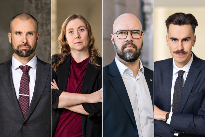 Kvarnström, Karlsson, Berg och Mäkynen har lämnat in ett skriftligt spörsmål. Fotograf: Jukka-Pekka Flander/SDP