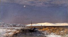 Berndt Lindholm: Novemberafton vid Hisingsvassen, 1876. Olja på duk. Göteborgs konstmuseum. Bild: Hossein Sehatlou, Göteborgs konstmuseum.