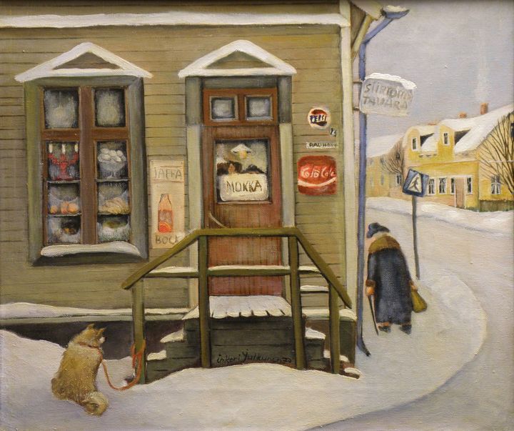 Inkeri Julkunen: Närbutik, 1977 olja på duk, foto: Tapani Parkkari