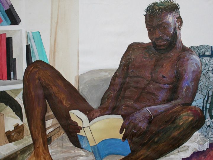 Amoako Boafo: Body Politics 3, 2016 akryl på duk, foto: Amoako Boafo, Courtesy Miettinen Collection