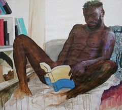 Amoako Boafo: Body Politics 3, 2016 akryl på duk, foto: Amoako Boafo, Courtesy Miettinen Collection