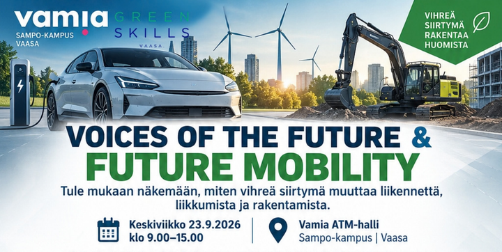 Green Skills Week järjestää keskiviikkona 23.9. kaksi tapahtumaa Sampo-kampuksella: Voices of the Future & Future Mobility
