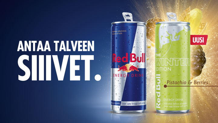 Uusi pistaasin ja marjojen makuinen Red Bull Winter Edition.