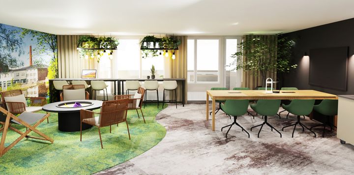 Havainnekuva Sokos Hotel Vantaan uudistetusta neuvottelutilasta