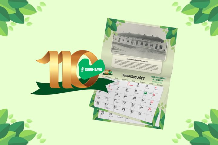 Osuuskauppa Suur-Savon juhlavuoden 2026 seinäkalenterin jakelu alkaa 1.12.