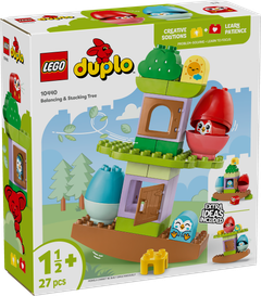 Lego Duplo lelupakkaus, jossa on ensileluksi tarkoitettu tasapainottelu- ja pinoamispuu.