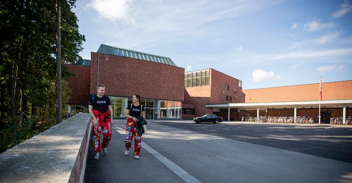 Jyväskylän yliopiston päärakennus ja opiskelijoita ainejärjestöhaalareissaan.
