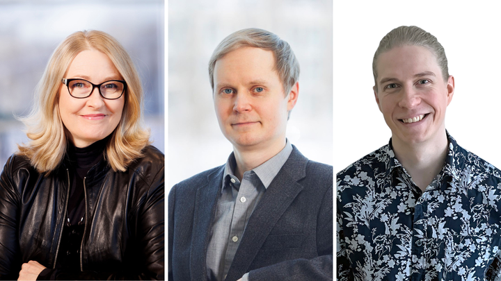 Professori Taru Feldt, professori Markus Salo ja tutkijatohtori Antti Hämäläinen tutkivat teknostressiä Jyväskylän yliopistossa.