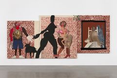 Tschabalala Self, 12pm on 145th, 2022. Med konstnärens, Pilar Corrias, London & Galerie Eva Presenhuber, Zurich / Vienna tillstånd. © Pierre Le Hors