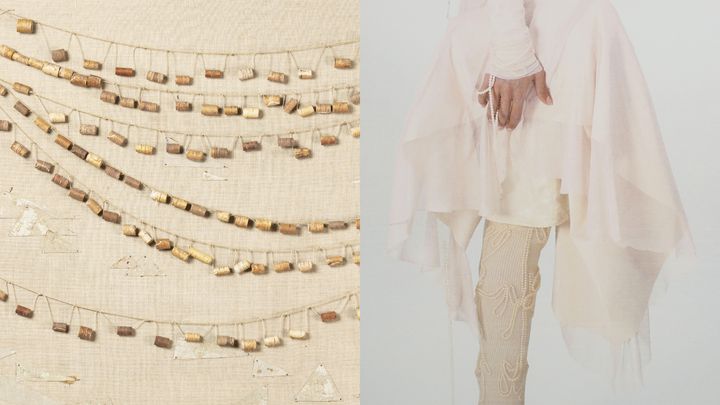 Left: Karin Hellman, assemblage © Lilja Oey / EMMA. Right: Social Fabric | Idaliina Friman, 2023 Image © Meeri Juvakka & Idaliina Friman