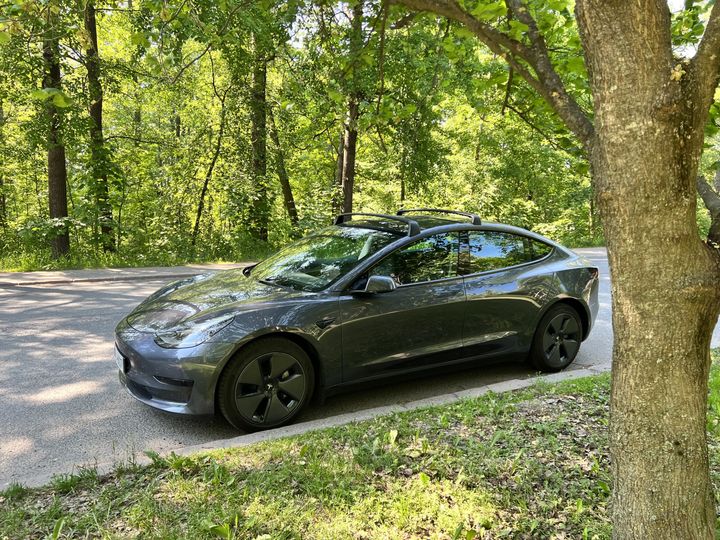 Tesla puiden keskellä