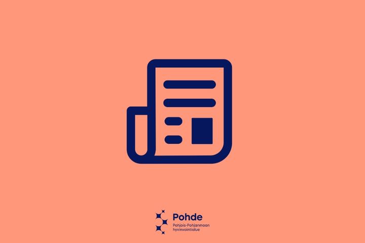 Sininen paperi pinkillä taustalla.