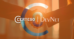 Kaksi kättelevää ihmistä. Teksti: "Certego | DevNet".