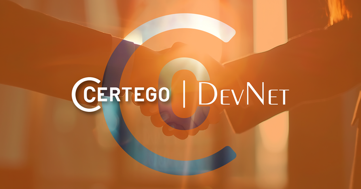 Kaksi kättelevää ihmistä. Teksti: "Certego | DevNet".