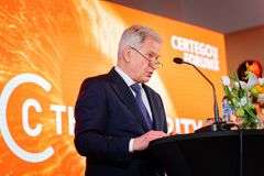 Presidentti Sauli Niinistö pitämässä puheenvuoroa CERTEGO Forumissa