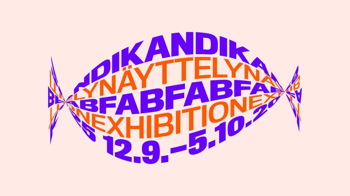 Teksti "Kandinäyttely 2025" violetilla ja oranssilla, graafisessa muodossa. Näyttelyn päivämäärät 12.9.–5.10.2025.