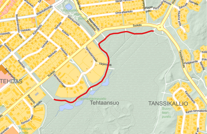 Hyvinkään Tehtaansuolle rakentuu uusi puistoluistelureitti.