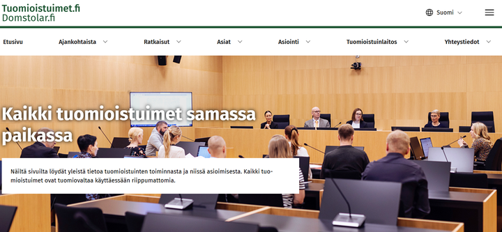 Verkkosivu kaikki tuomioistuimet samassa paikassa.