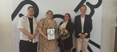 Atte Maunula, Bob the Robot, Nelli Tomunen, Haaga-Helian journalismin opiskelija, Caro Vehmas, Haaga-Helia ja Ari Nevalainen, Haaga-Helia.