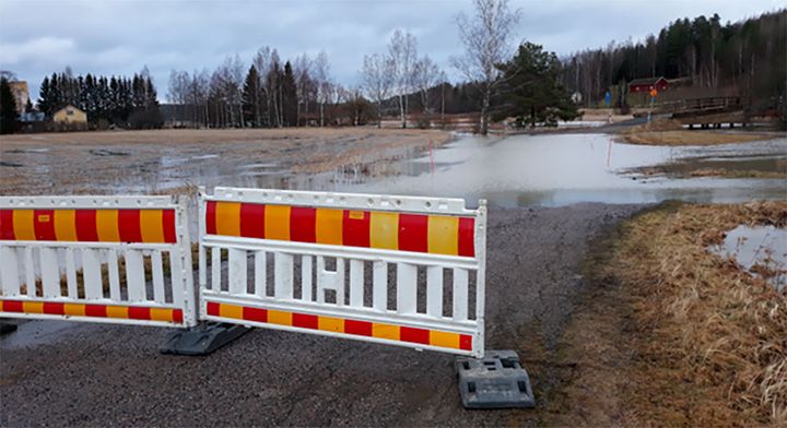 Översvämning i Bjärnå å i januari 2020.