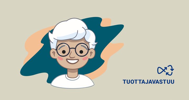 Kuvassa on piirretty ihmishahmo ja tuottajavastuun logo.