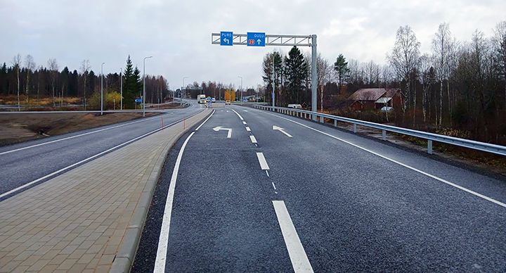 Vt 20 liittymäjärjestelyt Purontien kohdalla Oulussa.