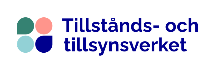 Logo för Tillstånds- och tillsynsverket med fyra färgade former.