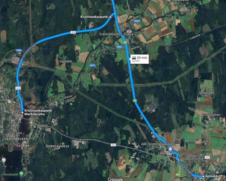 Kristiinankaupunki_Uusi reitti