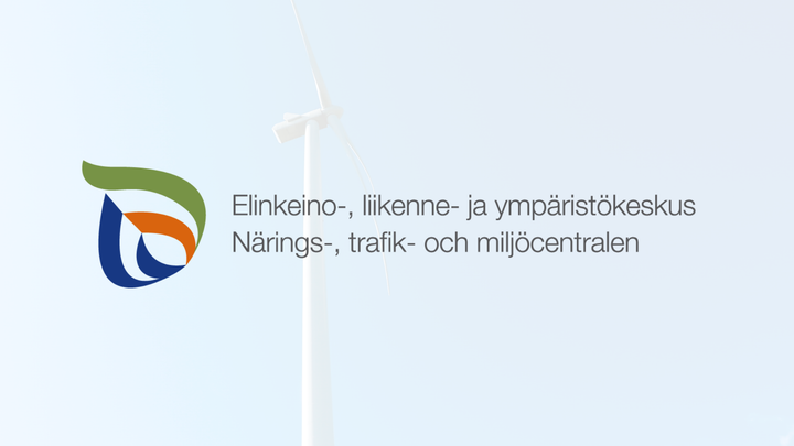 Kuvituskuva, jossa ELY:n logo ja taustalla tuulivoimala.