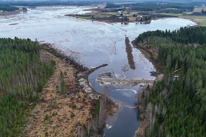 Dronella otettu kuva järvestä.