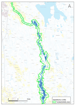 Kuvassa on kartta tulvavaara-alueesta.