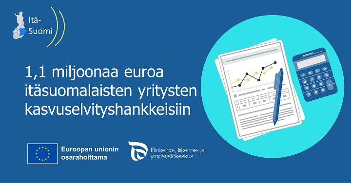 Pk-yritysten kasvuselvityshankkeisiin 1,1 miljoonaa euroa. Paperilla graafeja vieressä taskulaskin.