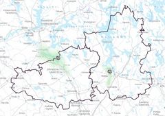 Hämeen Helmi-keskittymät kartalla, Vanajaveden seutu-keskittymä kulkee maakuntarajan yli Kanta-Hämeestä Pirkanmaalle.