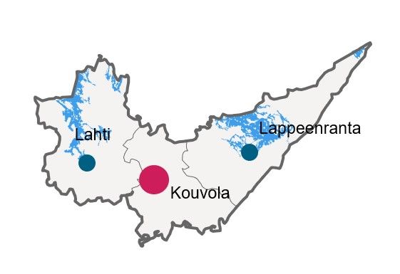 Kaakkois-Suomen elinvoimakeskuksen alue